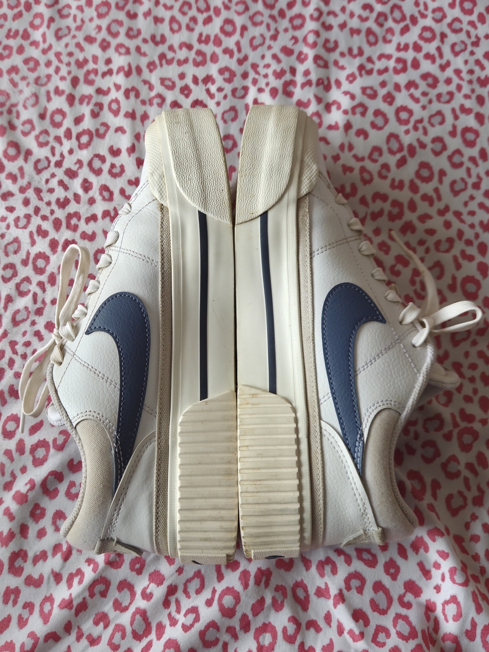 Nike Women’s Cream Sneakers with Navy Swoosh